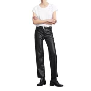 The Kooples Faux Leather Straight Leg Pant Sz 38 (US 6) Black Zip Front